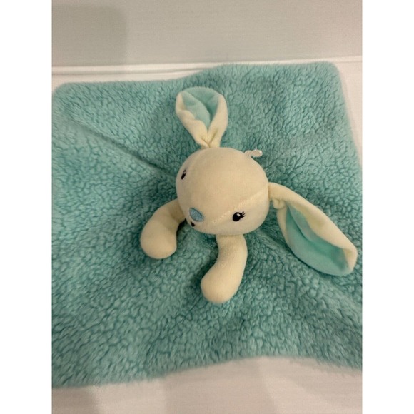 DTU Inc Bunny Rabbit Teal Blue Plush Toy Baby Lovey Security Blanket Soother - Picture 3 of 8